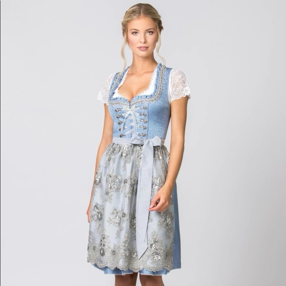 Stockerpoint Anastasia Dirndl Blue Silver Oktoberfest German Dress